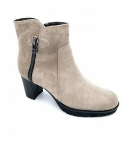 Bottine En Velours Cuir Taupe à Talon | Petite Taille Femme | Ellen Kassel Taupe