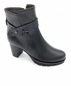 Bottine à Plateau En Cuir Noir | Petite Taille Femme | Ellen Kassel Noir