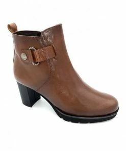 Bottine à Plateau Cognac En Cuir Haut Talon | Petite Pointure Femme | Ellen Kassel Cognac