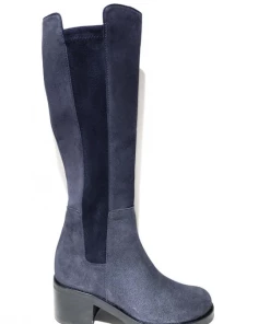 Botte En Velours Marine à Talon | Petite Taille Femme | Ellen Kassel Marine