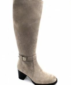 Botte Boucle Taupe En Velours à Talon | Petite Pointure Femme | Ellen Kassel Taupe
