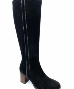 Botte Noir En Velours Cuir à Talon | Petite Taille Femme | Ellen Kassel Noir