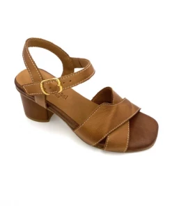 Sandale En Cuir Cognac à Talon | Petite Pointure Femme | Ellen Kassel Cognac