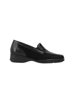 Mocassin Confort En Vernis Velours Cuir Noir | Petite Pointure Femme | Semler Noir